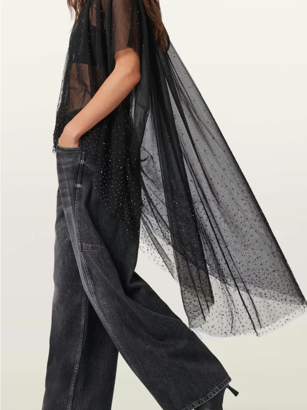 Allsaints Sez Emb Tulle cape